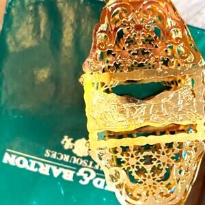 VTG Reed Barton Tree Sleigh Ride Lantern Gold Plated Christmas Ornament 1977